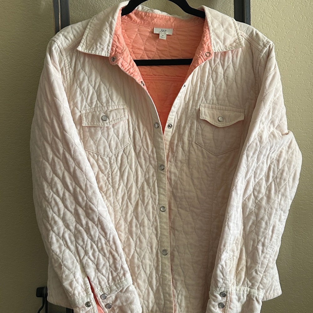 Women's J. Jill 100% Cotten quilted snap front jacket